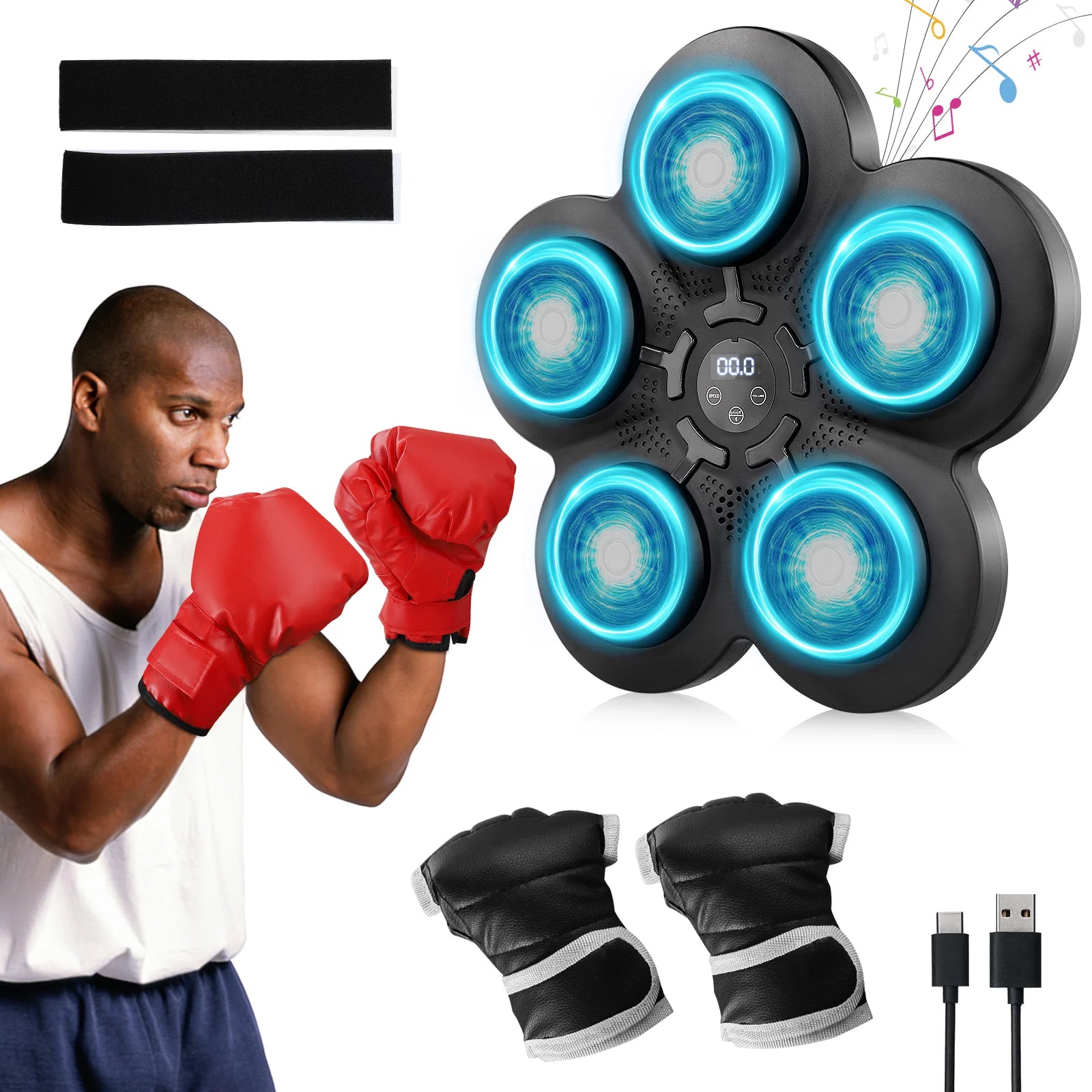 Music Boxing Machine Music Electronic Boxing Wall Target Boxing Machine with 5 Lights and Bluetooth Sensor